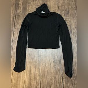 NWOT MSBASIC Womens Long Sleeve Turtleneck Crop Top Basic Slim Fit Crop T-Shirt